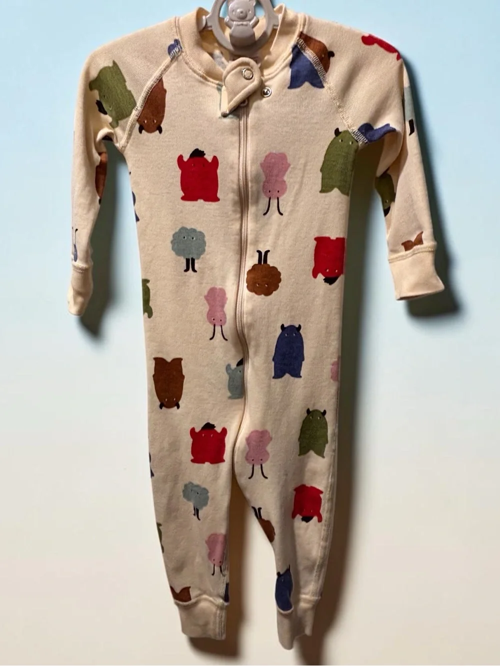 🎉 (18-24m) Hanna Andersson Cream One-Piece with Multicolor Monster Print
